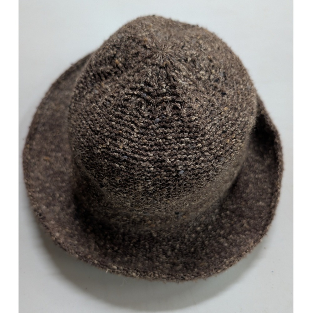 Womens Liz Claiborne Brown Knit Bucket Hat OS Excellent Wool Blend Marled Cloche